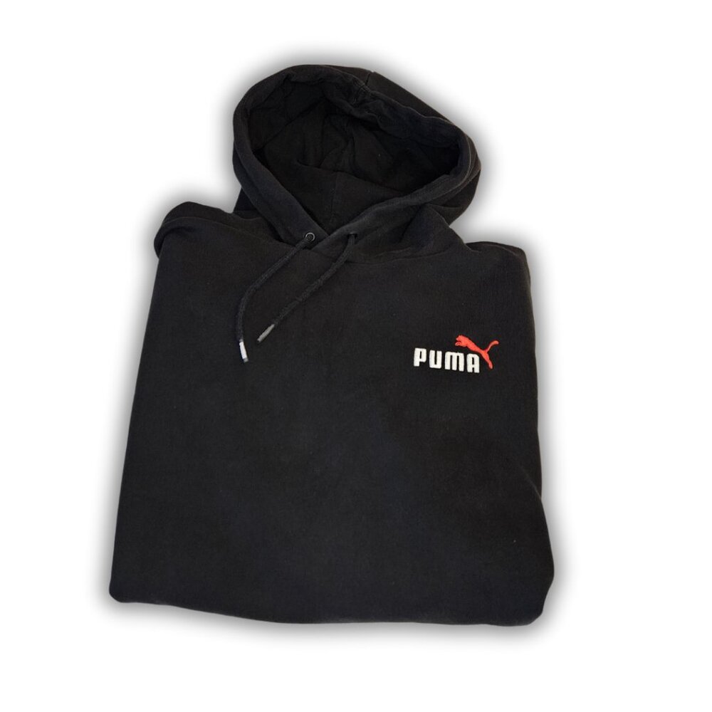 PUMA SWEATSHIRT HOODIE SMALL LOGO BLACK SIZE LARGE